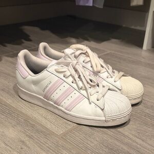 adidas Superstar Women's White and Light Pink Sneakers